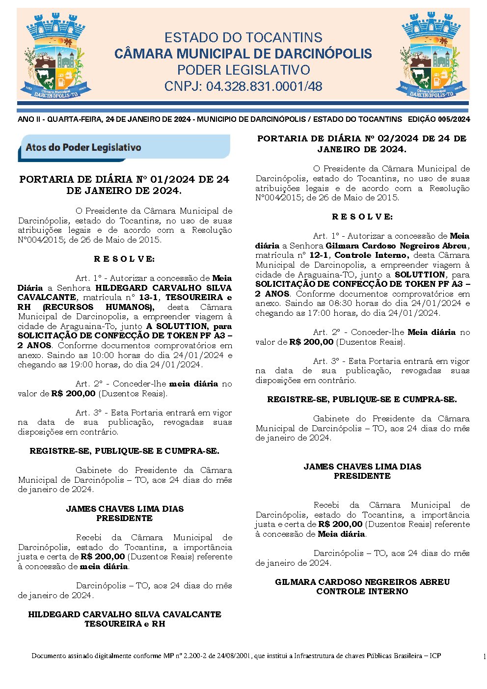 Diário Oficial - Edição 05/2024