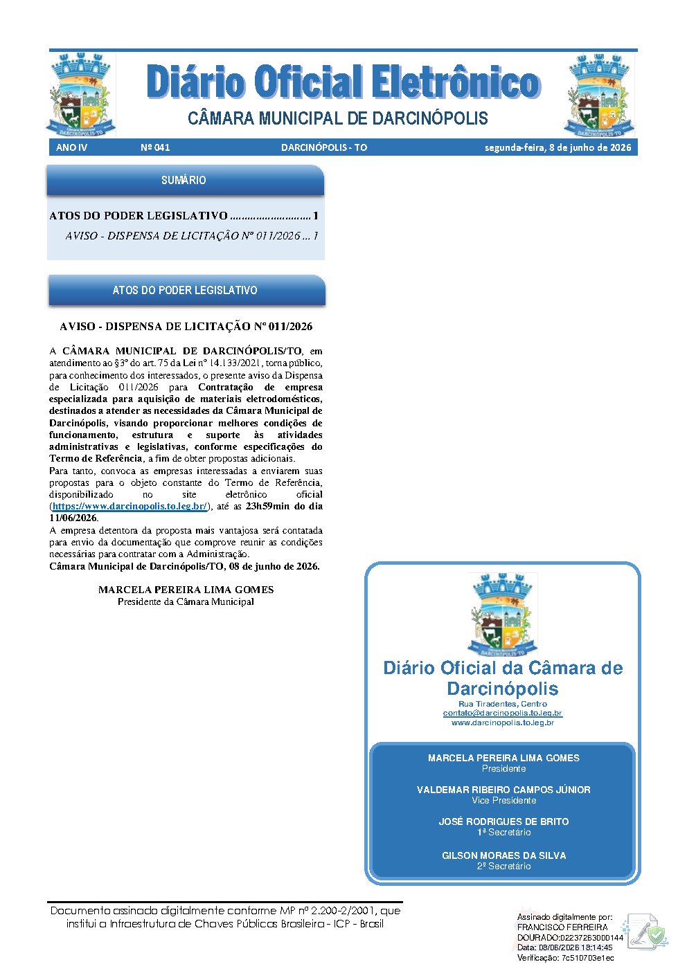 Diário Oficial N° 041